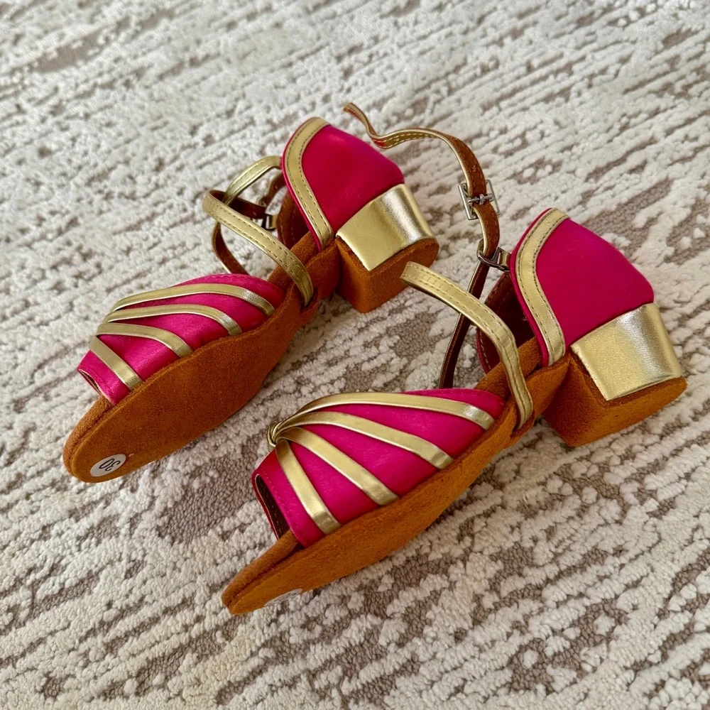Girls' Pink and Gold Dress Sandals